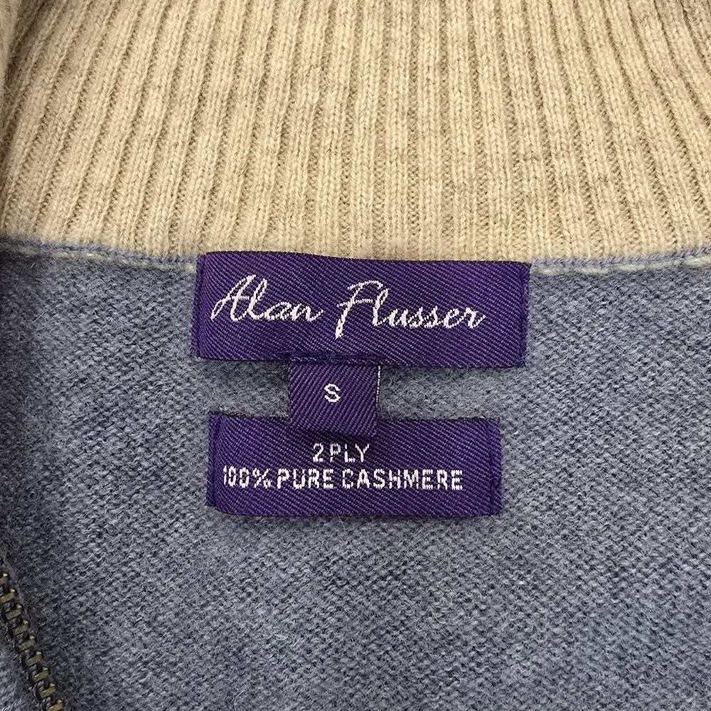 Blue, Alan Flusser, Mens Sweater, Small, Long Sleeve, 100% Pure Cashmere